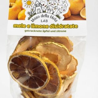Mele e limone essiccati in sacchetto